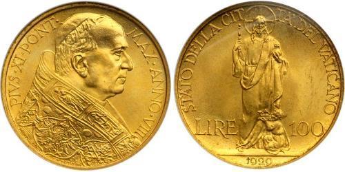 100 Lira Vaticano (1926-) Oro Pope Pius XI (1857 - 1939)