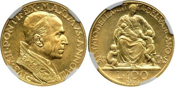 100 Lira Vaticano (1926-) Oro Papa Pio XII (1876 - 1958)