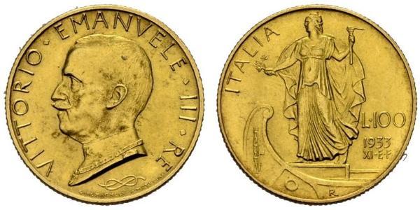 100 Lira Italia Platino/Oro Vittorio Emanuele III (1869 - 1947)