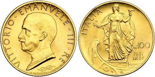 100 Lira Italy Platinum/Gold Vittorio Emanuele III (1869 - 1947)