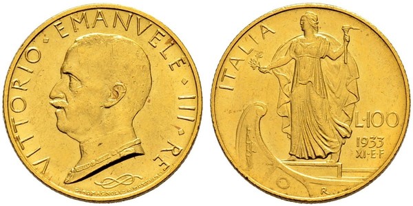 100 Lira Italy Platinum/Gold Vittorio Emanuele III (1869 - 1947)