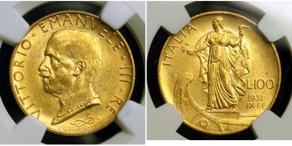 100 Lira Italy Platinum/Gold Vittorio Emanuele III (1869 - 1947)