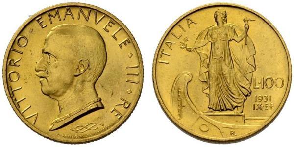 100 Lira 意大利 Platinum/金 Vittorio Emanuele III (1869 - 1947)