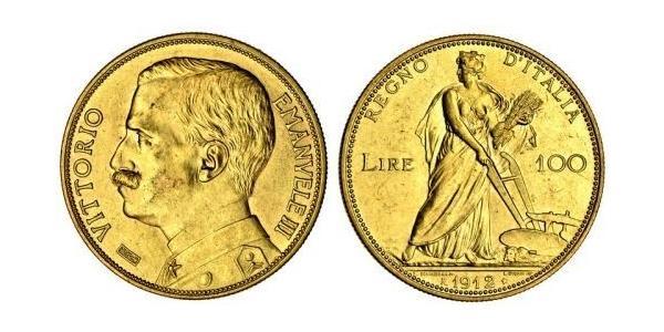 100 Lira 意大利王國 (1861-1946) 金 Vittorio Emanuele III (1869 - 1947)