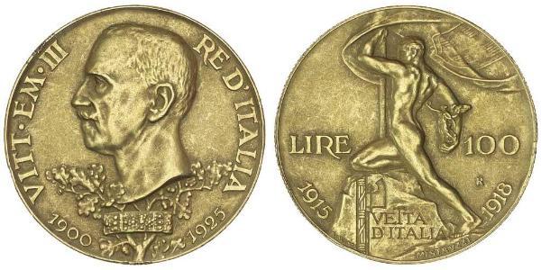 100 Lira 意大利王國 (1861-1946) 金 Vittorio Emanuele III (1869 - 1947)