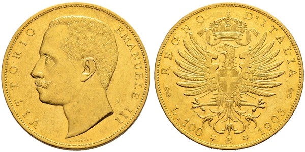 100 Lira 意大利王國 (1861-1946) 金 Vittorio Emanuele III (1869 - 1947)