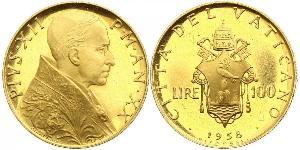 100 Lira 梵蒂冈 金 Pope Pius XII  (1876 - 1958)