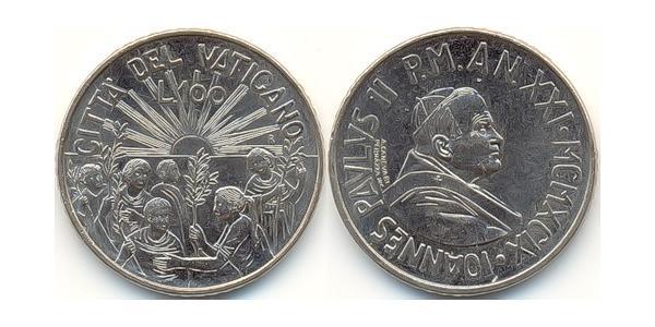 100 Lira 梵蒂冈 銅/镍 若望·保祿二世 (1920 - 2005)
