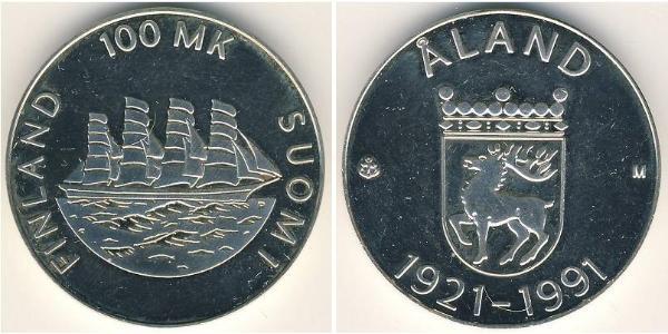 100 Mark Finlandia (1917 - ) Plata 