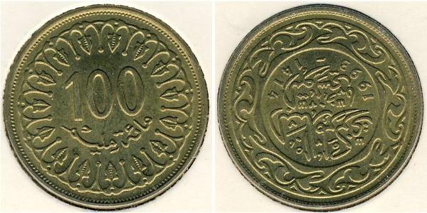 100 Milim Tunisia 黃銅 