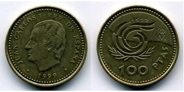 100 Peseta Regno di Spagna (1976 - ) Alluminio/Bronzo Juan Carlos I (1938 - )