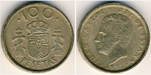 100 Peseta Reino de España (1976 - ) Aluminio/Bronce Juan Carlos I (1938 - )