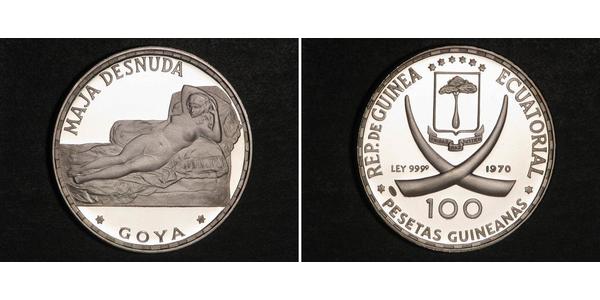 100 Peseta Equatorial Guinea Argent 