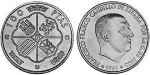 100 Peseta Espagne franquiste (1936 - 1975) Argent Francisco Franco(1892 – 1975)