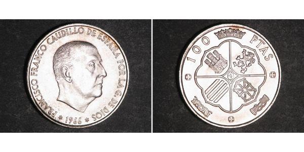 100 Peseta Espagne franquiste (1936 - 1975) Argent Francisco Franco(1892 – 1975)