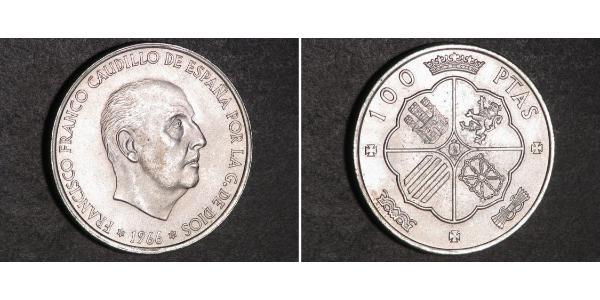 100 Peseta Espagne franquiste (1936 - 1975) Argent Francisco Franco(1892 – 1975)