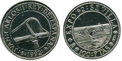 100 Peseta Royaume d’Espagne (1976 - ) Argent 