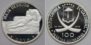 100 Peseta Equatorial Guinea Argento 