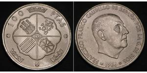 100 Peseta Francoist Spain (1936 - 1975) Argento Francisco Franco(1892 – 1975)