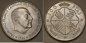 100 Peseta Francoist Spain (1936 - 1975) Argento Francisco Franco(1892 – 1975)