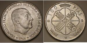 100 Peseta Francoist Spain (1936 - 1975) Argento Francisco Franco(1892 – 1975)