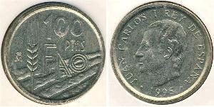 100 Peseta Kingdom of Spain (1976 - ) Copper/Nickel Juan Carlos I of Spain (1938 - )