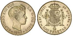 100 Peseta Kingdom of Spain (1874 - 1931) Gold Alfonso XIII of Spain (1886 - 1941)