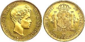 100 Peseta Kingdom of Spain (1874 - 1931) Gold Alfonso XIII of Spain (1886 - 1941)