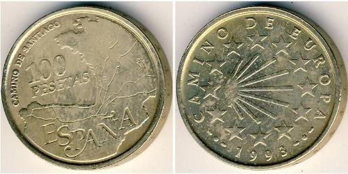 100 Peseta Reino de España (1976 - ) Níquel/Latón Juan Carlos I (1938 - )