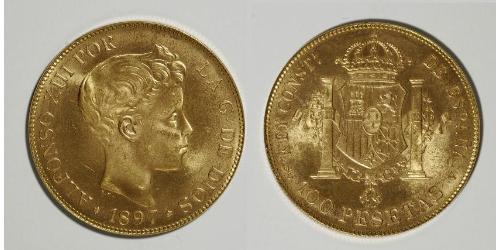 100 Peseta Kingdom of Spain (1874 - 1931) Oro Alfonso XIII of Spain (1886 - 1941)