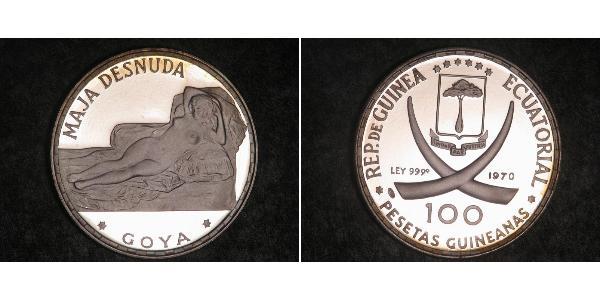 100 Peseta Equatorial Guinea Silver 