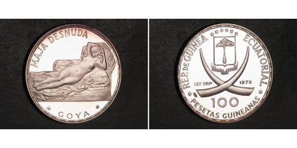 100 Peseta Equatorial Guinea Silver 