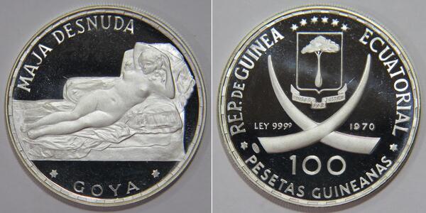 100 Peseta Equatorial Guinea Silver 