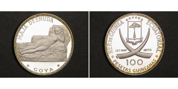 100 Peseta Equatorial Guinea Silver 
