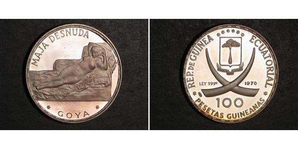 100 Peseta Equatorial Guinea Silver 