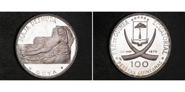 100 Peseta Equatorial Guinea Silver 
