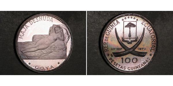 100 Peseta Equatorial Guinea Silver 