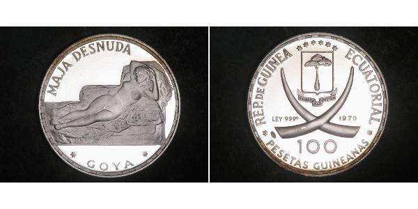 100 Peseta Equatorial Guinea Silver 