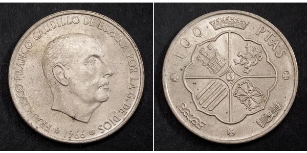 100 Peseta Francoist Spain (1936 - 1975) Silver Francisco Franco (1892 – 1975)