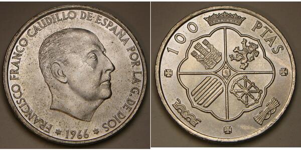 100 Peseta 佛朗哥时期 (1936 - 1975) 銀 弗朗西斯科·佛朗哥 (1892 – 1975)