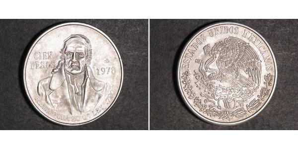 100 Peso Second Federal Republic of Mexico (1846 - 1863) Argent 
