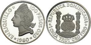 100 Peso Repubblica Dominicana Argento 