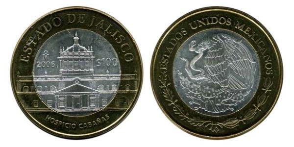 100 Peso Messico (1867 - ) Bimetal 
