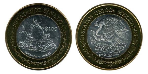 100 Peso 墨西哥 Bimetal 