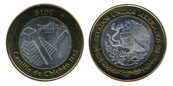 100 Peso Mexiko (1867 - ) Bimetall 
