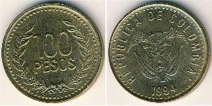 100 Peso Republica de Colombia (1886 - ) Latón 