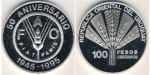 100 Peso Uruguay Silber 