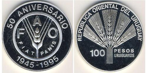 100 Peso Uruguay Silber 
