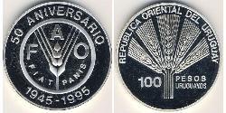 100 Peso Uruguay Silver 