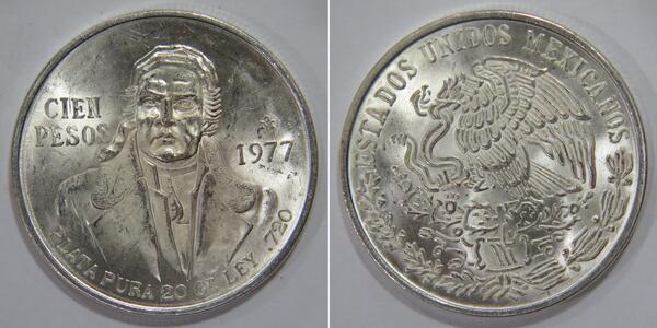 100 Peso Second Federal Republic of Mexico (1846 - 1863) 銀 